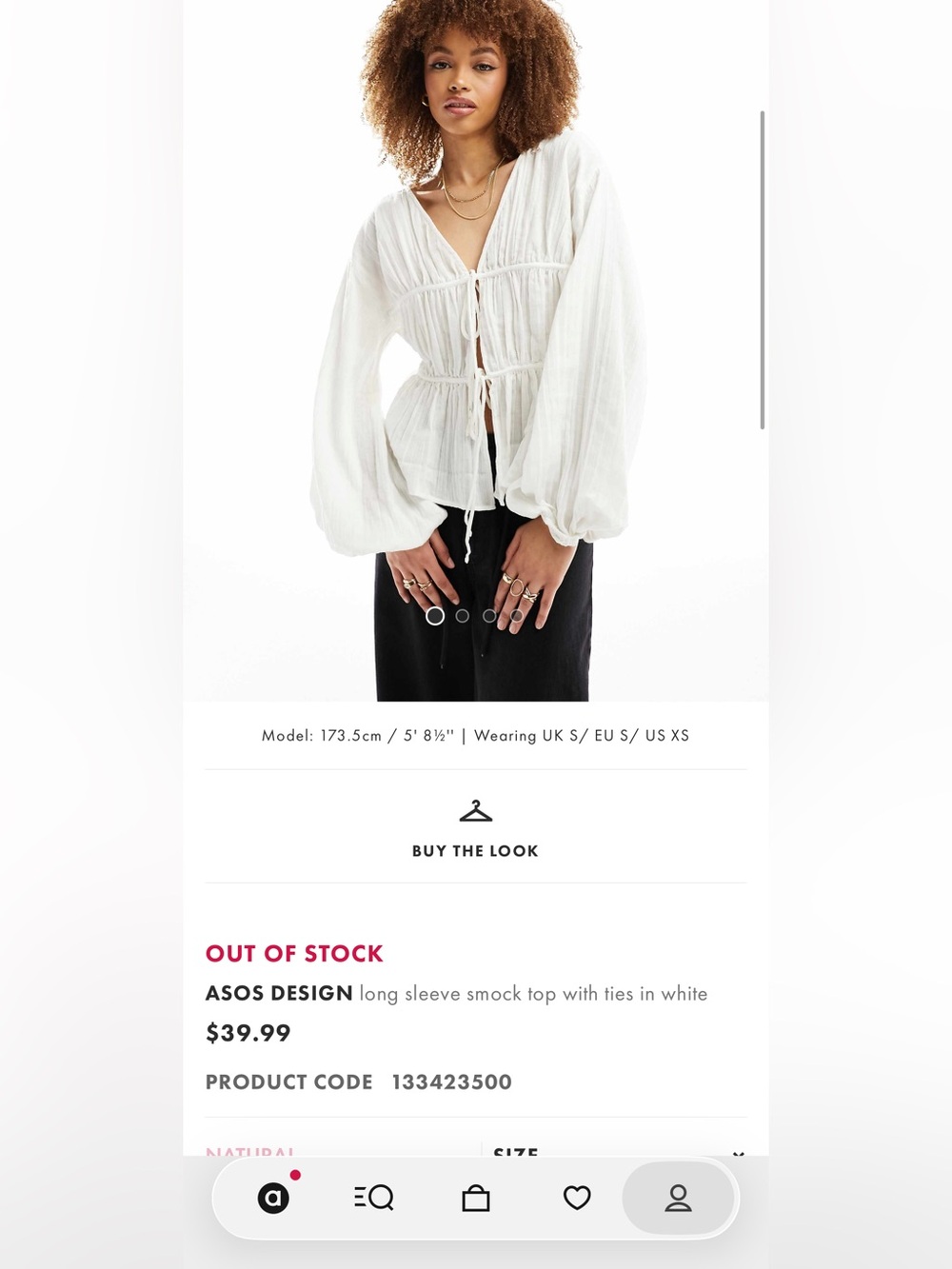(2 in my shop) ASOS DESIGN Long Sleeve Smock Top with Ties in White. 100% cotton